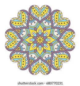 Flower Mandala. Vintage decorative elements. Oriental pattern, vector illustration. Islam, Arabic, Indian, moroccan,spain, turkish, pakistan, chinese, mystic, ottoman motifs. Coloring book page