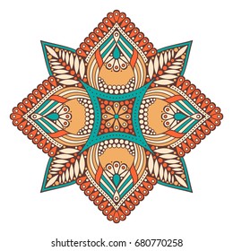 Flower Mandala. Vintage decorative elements. Oriental pattern, vector illustration. Islam, Arabic, Indian, moroccan,spain, turkish, pakistan, chinese, mystic, ottoman motifs. Coloring book page