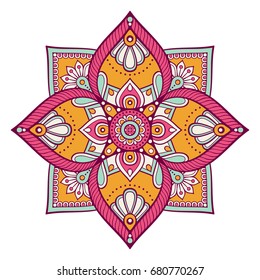 Flower Mandala. Vintage decorative elements. Oriental pattern, vector illustration. Islam, Arabic, Indian, moroccan,spain, turkish, pakistan, chinese, mystic, ottoman motifs. Coloring book page