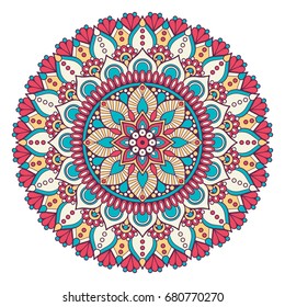 Flower Mandala. Vintage decorative elements. Oriental pattern, vector illustration. Islam, Arabic, Indian, moroccan,spain, turkish, pakistan, chinese, mystic, ottoman motifs. Coloring book page