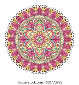 Flower Mandala. Vintage decorative elements. Oriental pattern, vector illustration. Islam, Arabic, Indian, moroccan,spain, turkish, pakistan, chinese, mystic, ottoman motifs. Coloring book page