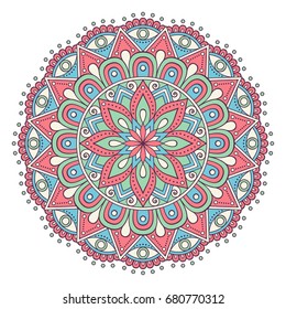 Flower Mandala. Vintage decorative elements. Oriental pattern, vector illustration. Islam, Arabic, Indian, moroccan,spain, turkish, pakistan, chinese, mystic, ottoman motifs. Coloring book page