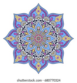 Flower Mandala. Vintage decorative elements. Oriental pattern, vector illustration. Islam, Arabic, Indian, moroccan,spain, turkish, pakistan, chinese, mystic, ottoman motifs. Coloring book page