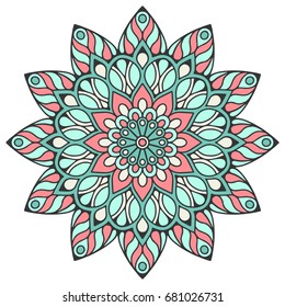 Flower Mandala. Vintage decorative elements. Oriental pattern, vector illustration. Islam, Arabic, Indian, moroccan,spain, turkish, pakistan, chinese, mystic, ottoman motifs. Coloring book page