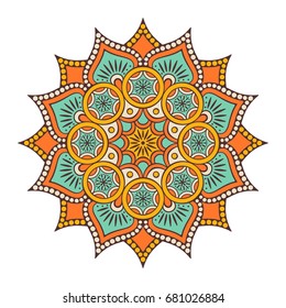 Flower Mandala. Vintage decorative elements. Oriental pattern, vector illustration. Islam, Arabic, Indian, moroccan,spain, turkish, pakistan, chinese, mystic, ottoman motifs. Coloring book page
