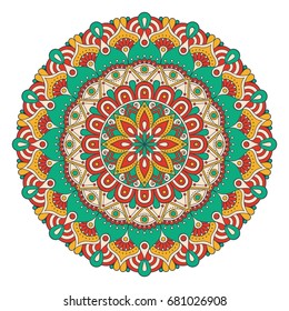 Flower Mandala. Vintage decorative elements. Oriental pattern, vector illustration. Islam, Arabic, Indian, moroccan,spain, turkish, pakistan, chinese, mystic, ottoman motifs. Coloring book page