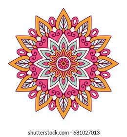 Flower Mandala. Vintage decorative elements. Oriental pattern, vector illustration. Islam, Arabic, Indian, moroccan,spain, turkish, pakistan, chinese, mystic, ottoman motifs. Coloring book page