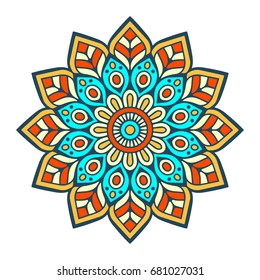 Flower Mandala. Vintage decorative elements. Oriental pattern, vector illustration. Islam, Arabic, Indian, moroccan,spain, turkish, pakistan, chinese, mystic, ottoman motifs. Coloring book page