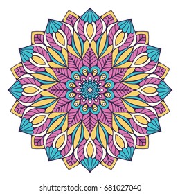 Flower Mandala. Vintage decorative elements. Oriental pattern, vector illustration. Islam, Arabic, Indian, moroccan,spain, turkish, pakistan, chinese, mystic, ottoman motifs. Coloring book page