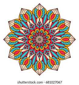 Flower Mandala. Vintage decorative elements. Oriental pattern, vector illustration. Islam, Arabic, Indian, moroccan,spain, turkish, pakistan, chinese, mystic, ottoman motifs. Coloring book page