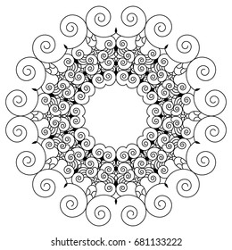 Flower Mandala. Vintage decorative elements. Oriental pattern, vector illustration. Arabic, Indian, mystic motifs. Coloring book page. Decorative round ornaments. Anti-stress therapy patterns.
