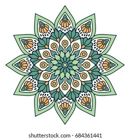 Flower Mandala. Vintage decorative elements. Oriental pattern, vector illustration. Islam, Arabic, Indian, moroccan,spain, turkish, pakistan, chinese, mystic, ottoman motifs. Coloring book page