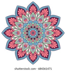 Flower Mandala. Vintage decorative elements. Oriental pattern, vector illustration. Islam, Arabic, Indian, moroccan,spain, turkish, pakistan, chinese, mystic, ottoman motifs. Coloring book page