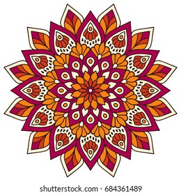 Flower Mandala. Vintage decorative elements. Oriental pattern, vector illustration. Islam, Arabic, Indian, moroccan,spain, turkish, pakistan, chinese, mystic, ottoman motifs. Coloring book page