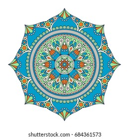 Flower Mandala. Vintage decorative elements. Oriental pattern, vector illustration. Islam, Arabic, Indian, moroccan,spain, turkish, pakistan, chinese, mystic, ottoman motifs. Coloring book page