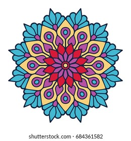 Flower Mandala. Vintage decorative elements. Oriental pattern, vector illustration. Islam, Arabic, Indian, moroccan,spain, turkish, pakistan, chinese, mystic, ottoman motifs. Coloring book page