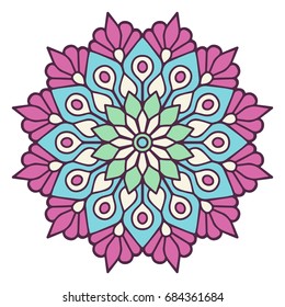 Flower Mandala. Vintage decorative elements. Oriental pattern, vector illustration. Islam, Arabic, Indian, moroccan,spain, turkish, pakistan, chinese, mystic, ottoman motifs. Coloring book page