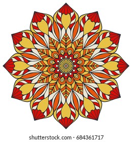 Flower Mandala. Vintage decorative elements. Oriental pattern, vector illustration. Islam, Arabic, Indian, moroccan,spain, turkish, pakistan, chinese, mystic, ottoman motifs. Coloring book page