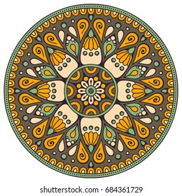Flower Mandala. Vintage decorative elements. Oriental pattern, vector illustration. Islam, Arabic, Indian, moroccan,spain, turkish, pakistan, chinese, mystic, ottoman motifs. Coloring book page
