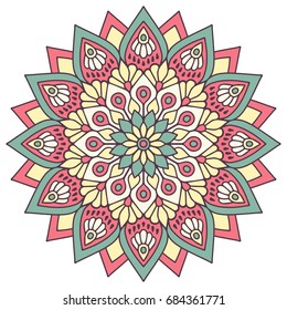 Flower Mandala. Vintage decorative elements. Oriental pattern, vector illustration. Islam, Arabic, Indian, moroccan,spain, turkish, pakistan, chinese, mystic, ottoman motifs. Coloring book page