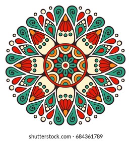 Flower Mandala. Vintage decorative elements. Oriental pattern, vector illustration. Islam, Arabic, Indian, moroccan,spain, turkish, pakistan, chinese, mystic, ottoman motifs. Coloring book page