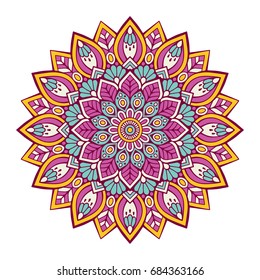 Flower Mandala. Vintage decorative elements. Oriental pattern, vector illustration. Islam, Arabic, Indian, moroccan,spain, turkish, pakistan, chinese, mystic, ottoman motifs. Coloring book page
