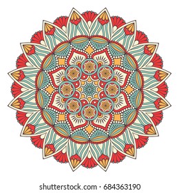 Flower Mandala. Vintage decorative elements. Oriental pattern, vector illustration. Islam, Arabic, Indian, moroccan,spain, turkish, pakistan, chinese, mystic, ottoman motifs. Coloring book page
