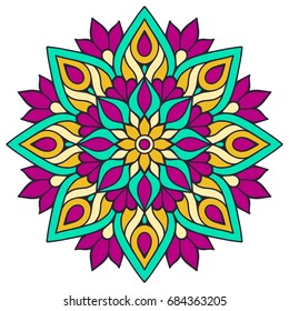 Flower Mandala. Vintage decorative elements. Oriental pattern, vector illustration. Islam, Arabic, Indian, moroccan,spain, turkish, pakistan, chinese, mystic, ottoman motifs. Coloring book page