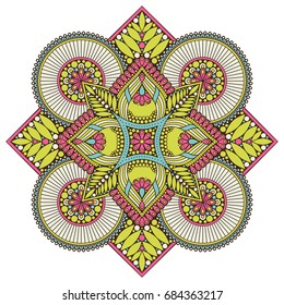 Flower Mandala. Vintage decorative elements. Oriental pattern, vector illustration. Islam, Arabic, Indian, moroccan,spain, turkish, pakistan, chinese, mystic, ottoman motifs. Coloring book page