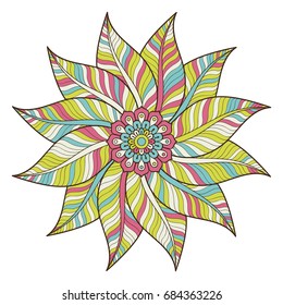 Flower Mandala. Vintage decorative elements. Oriental pattern, vector illustration. Islam, Arabic, Indian, moroccan,spain, turkish, pakistan, chinese, mystic, ottoman motifs. Coloring book page