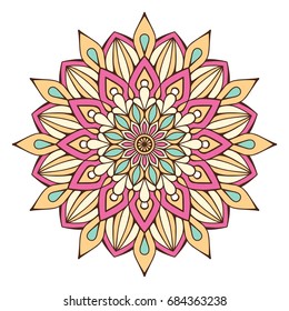 Flower Mandala. Vintage decorative elements. Oriental pattern, vector illustration. Islam, Arabic, Indian, moroccan,spain, turkish, pakistan, chinese, mystic, ottoman motifs. Coloring book page