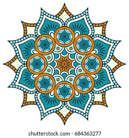 Flower Mandala. Vintage decorative elements. Oriental pattern, vector illustration. Islam, Arabic, Indian, moroccan,spain, turkish, pakistan, chinese, mystic, ottoman motifs. Coloring book page