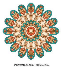Flower Mandala. Vintage decorative elements. Oriental pattern, vector illustration. Islam, Arabic, Indian, moroccan,spain, turkish, pakistan, chinese, mystic, ottoman motifs. Coloring book page
