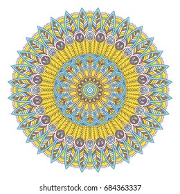 Flower Mandala. Vintage decorative elements. Oriental pattern, vector illustration. Islam, Arabic, Indian, moroccan,spain, turkish, pakistan, chinese, mystic, ottoman motifs. Coloring book page