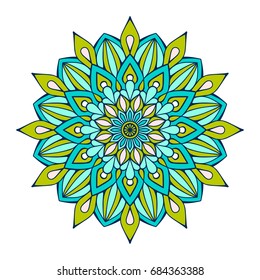 Flower Mandala. Vintage decorative elements. Oriental pattern, vector illustration. Islam, Arabic, Indian, moroccan,spain, turkish, pakistan, chinese, mystic, ottoman motifs. Coloring book page