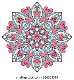 Flower Mandala. Vintage decorative elements. Oriental pattern, vector illustration. Islam, Arabic, Indian, moroccan,spain, turkish, pakistan, chinese, mystic, ottoman motifs. Coloring book page
