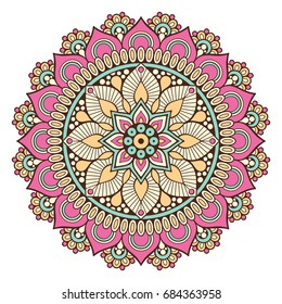 Flower Mandala. Vintage decorative elements. Oriental pattern, vector illustration. Islam, Arabic, Indian, moroccan,spain, turkish, pakistan, chinese, mystic, ottoman motifs. Coloring book page