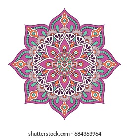 Flower Mandala. Vintage decorative elements. Oriental pattern, vector illustration. Islam, Arabic, Indian, moroccan,spain, turkish, pakistan, chinese, mystic, ottoman motifs. Coloring book page