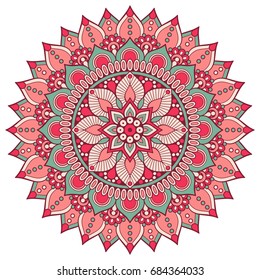 Flower Mandala. Vintage decorative elements. Oriental pattern, vector illustration. Islam, Arabic, Indian, moroccan,spain, turkish, pakistan, chinese, mystic, ottoman motifs. Coloring book page