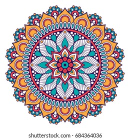 Flower Mandala. Vintage decorative elements. Oriental pattern, vector illustration. Islam, Arabic, Indian, moroccan,spain, turkish, pakistan, chinese, mystic, ottoman motifs. Coloring book page