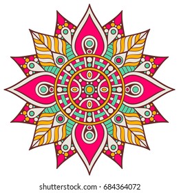 Flower Mandala. Vintage decorative elements. Oriental pattern, vector illustration. Islam, Arabic, Indian, moroccan,spain, turkish, pakistan, chinese, mystic, ottoman motifs. Coloring book page