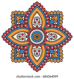 Flower Mandala. Vintage decorative elements. Oriental pattern, vector illustration. Islam, Arabic, Indian, moroccan,spain, turkish, pakistan, chinese, mystic, ottoman motifs. Coloring book page