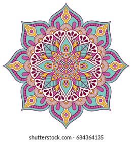 Flower Mandala. Vintage decorative elements. Oriental pattern, vector illustration. Islam, Arabic, Indian, moroccan,spain, turkish, pakistan, chinese, mystic, ottoman motifs. Coloring book page