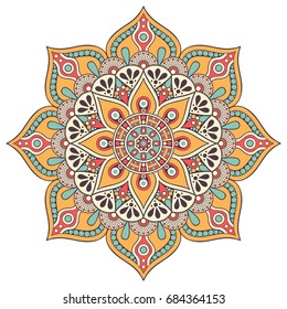 Flower Mandala. Vintage decorative elements. Oriental pattern, vector illustration. Islam, Arabic, Indian, moroccan,spain, turkish, pakistan, chinese, mystic, ottoman motifs. Coloring book page