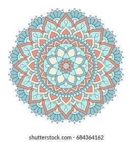 Flower Mandala. Vintage decorative elements. Oriental pattern, vector illustration. Islam, Arabic, Indian, moroccan,spain, turkish, pakistan, chinese, mystic, ottoman motifs. Coloring book page