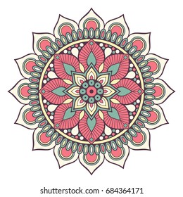 Flower Mandala. Vintage decorative elements. Oriental pattern, vector illustration. Islam, Arabic, Indian, moroccan,spain, turkish, pakistan, chinese, mystic, ottoman motifs. Coloring book page