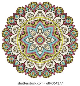 Flower Mandala. Vintage decorative elements. Oriental pattern, vector illustration. Islam, Arabic, Indian, moroccan,spain, turkish, pakistan, chinese, mystic, ottoman motifs. Coloring book page