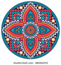 Flower Mandala. Vintage decorative elements. Oriental pattern, vector illustration. Islam, Arabic, Indian, moroccan,spain, turkish, pakistan, chinese, mystic, ottoman motifs. Coloring book page