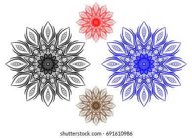 Flower Mandala, Vintage decorative elements, Oriental pattern, vector illustration,
