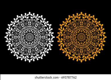 Flower Mandala, Vintage decorative elements, Oak leaf pattern, vector illustration,